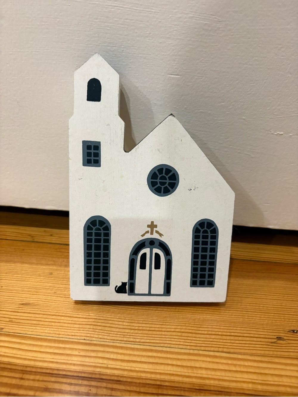 The Cat's Meow Jackson Twp. Hall 1984 Hand-Painted Wood Village Church